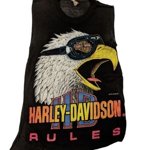 Badass sleeveless Harley Davidson shirt retro cotton/polyester blend